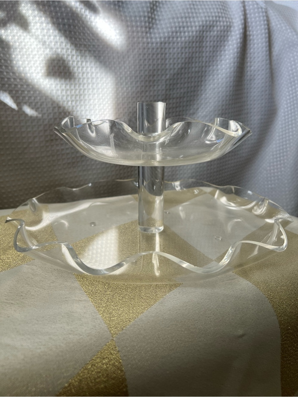 Clear Acrylic Two-Tier Ruffled Dessert Stand - Picture 2 of 4
